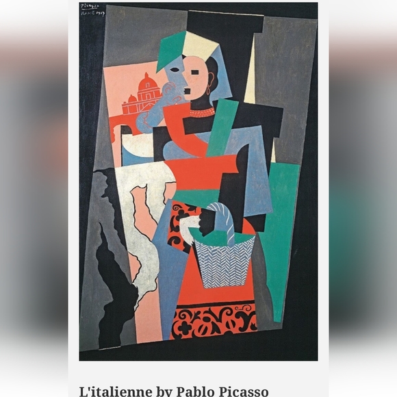 Tie Picasso L'Italienne 1917 100% Silk (Blue) - Picture 5 of 16